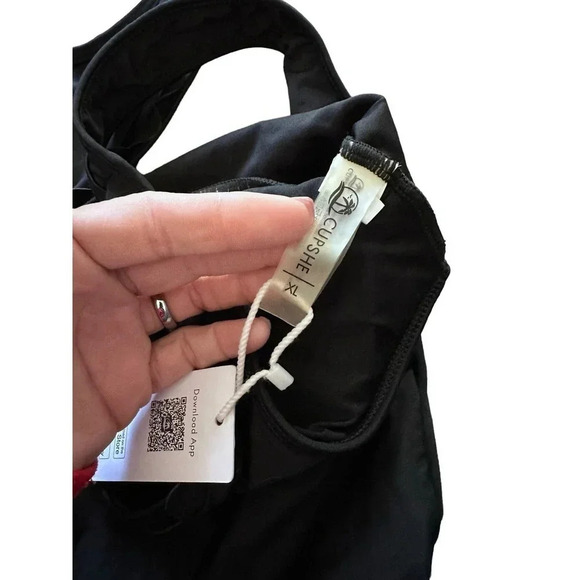 NWT CUPSHE Women's Black Ruffled Mesh Cutout One Piece Swimsuit Size XL - Picture 4 of 6